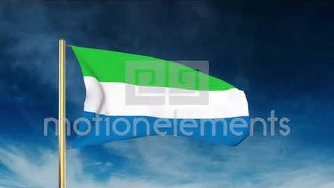 Sierra Leone Flag Slider Style. Waving In The Wind With Cloud Background Animati Stock Animation