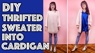 Easy DIY Cardigan From Sweater Thrift Flip Tutorial | Sew Anastasia