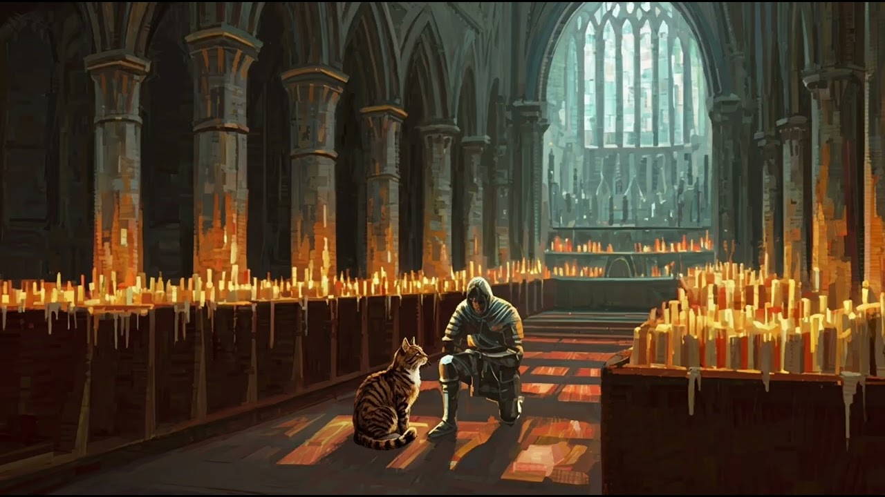 Knight’s Vigil in the Chapel | 1 Hour Low Hurdy Gurdy and Flickering Candles