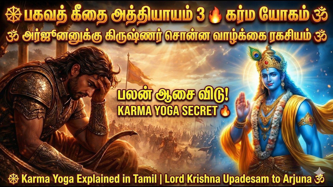 பகவத் கீதை அத்தியாயம் 3 🔥 கர்ம யோகம் | அர்ஜுனனுக்கு கிருஷ்ணர் சொன்ன வாழ்க்கை ரகசியம்