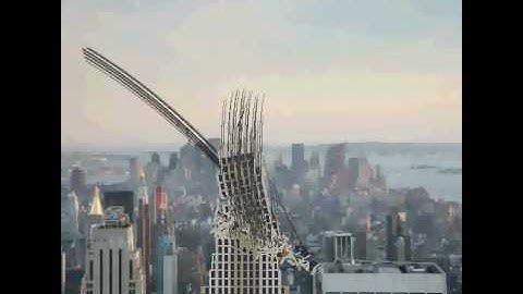 (algodoo) empire state building getting hit by a meteor! 100% real time!