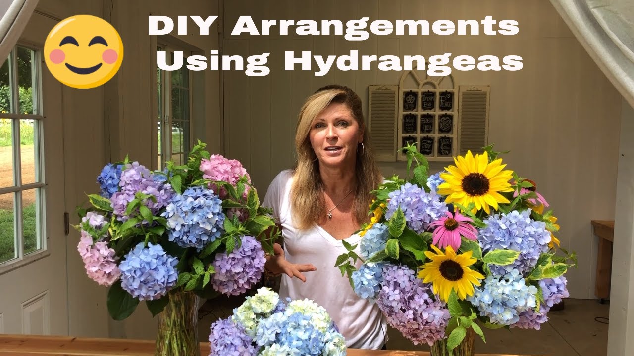 Diy Flower Arrangements Using Hydrangeas Youtube