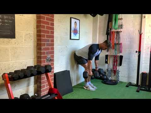 Dumbbell Bent-Over Row w/ Butt Against Wall