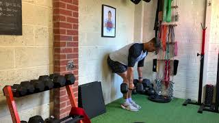 Dumbbell Bent-Over Row w/ Butt Against Wall