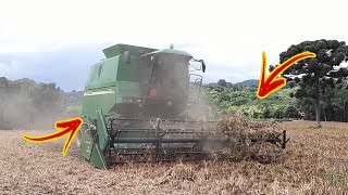 COLHENDO FEIJÃO COM UMA JOHN DEERE 1450!!! (EMBOLOU NO MOLINETE)