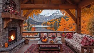 Mountain Autumn Jazz 🎷 Cozy Lakeside Fireplace Retreat for Calm Work and Cozy Nights
