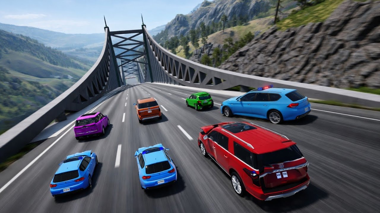 CRIMINALS MUST BE CATCHED Ful Throttle INSANE Long Downhill lane | BeamNG.drive #beamng #beamngdrive