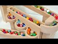 Marble Run ASMR ☆ 小さな大工さん くねくねレール・なみなみレーンを使ったオリジナル木製マーブルコース♪
