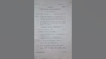 question paper of strategic management of m.com 4th semester | 2024 | kuk
