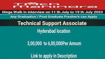 Walk in interview for Fresher’s Hyderabad location #techmahindrajobs #careerbuilderjobs