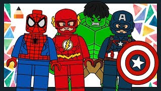 Drawing Lego Characters | Lego Avengers Minifigures | Lego Avengers Coloring Pages