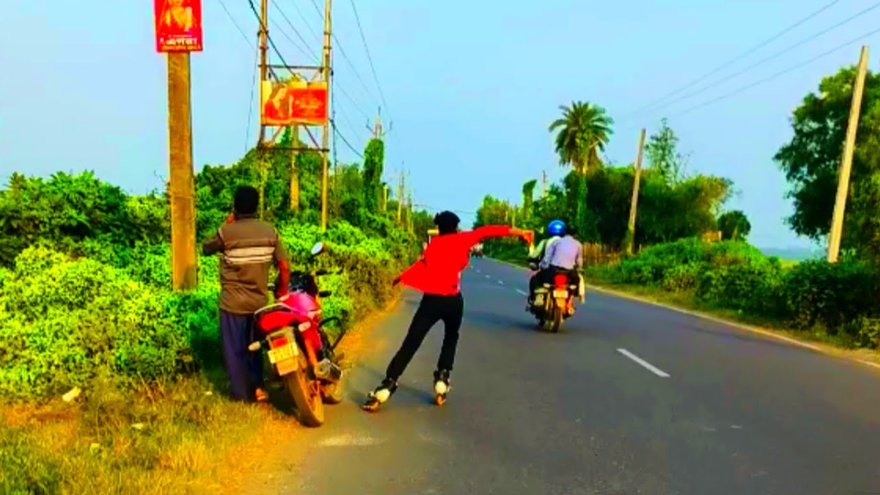inline skating on road || public reaction || girl reaction || skating video || skating on road