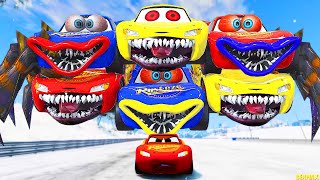 Epic Escape From The Lightning McQueen Eater & SixHeaded Spider Eater Car | McQueens VS McQueen