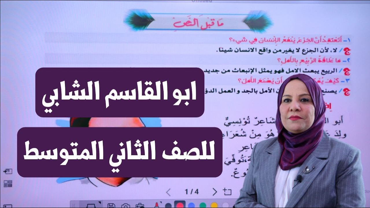 ابو القاسم الشابي ( عذوبة الامل ) للصف الثاني المتوسط
