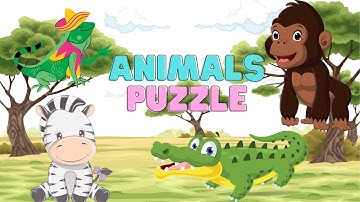 Wild Animals Puzzle | Animal Puzzle Game for Toddlers | Gorilla, Iguana, Crocodile and Zebra