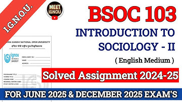 BSOC 103 Solved Assignment 2024-25 // Introduction to Sociology II // #bsoc103_assignment #bsoc103
