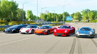 Forza Horizon 4 Drag race: Porsche 918 vs Koenigsegg CCX vs McLaren 720S vs Veneno vs Ferrari F12TDF