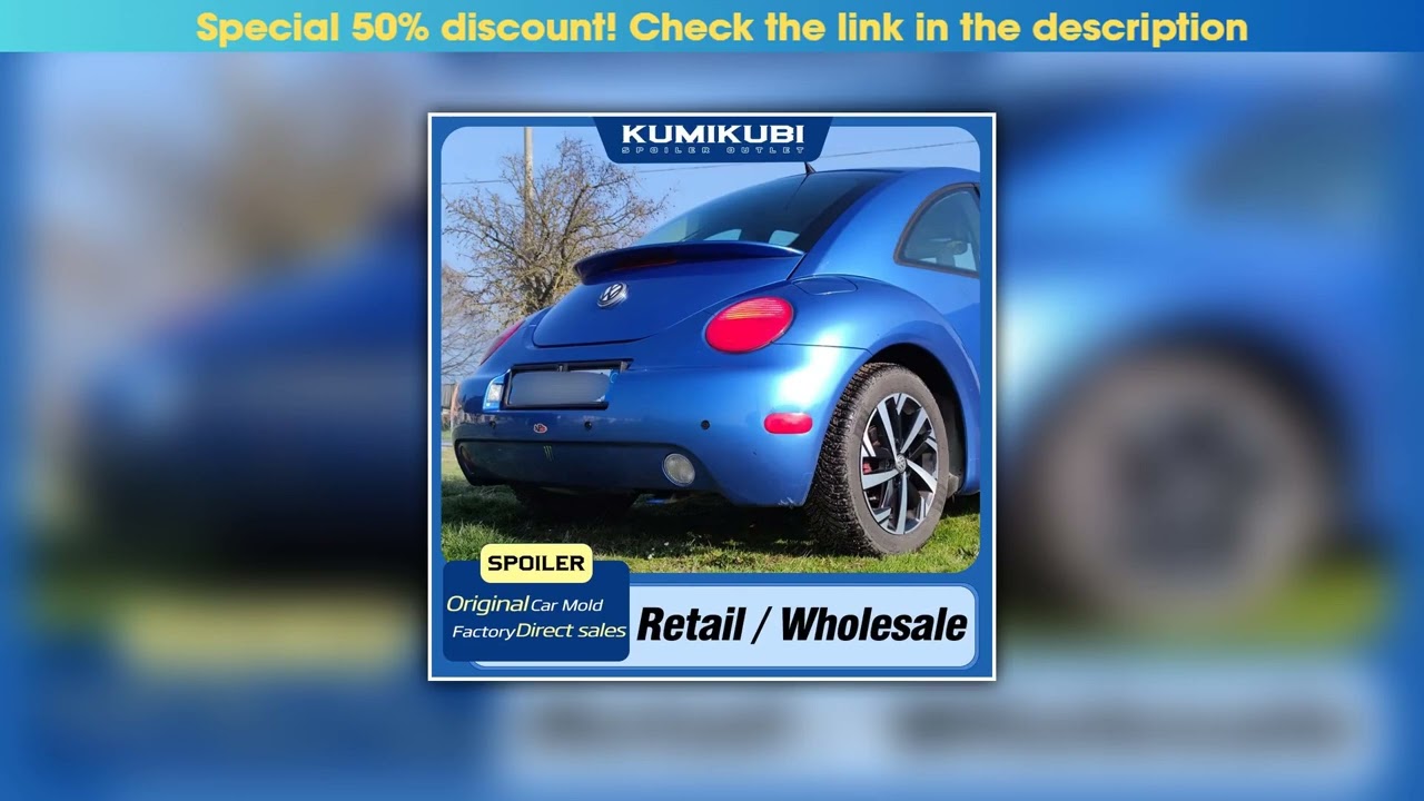 Top For Volkswagen Beetle 1998-2010 FRP Car Rear Trunk Lid Lip Body Kit Spoiler Wings Black Carbon•