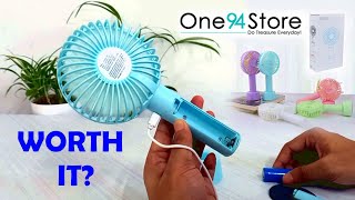 Mini Portable USB Hand Fan under ₹350!⚡Unboxing & Review | Test without battery | One94store