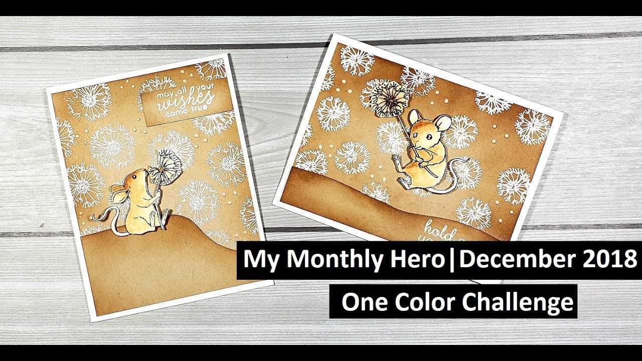 Hero Arts My Monthly Hero | December 2018 Card kit | One-Color Challenge
