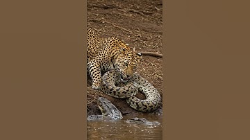 Leopard bitting with python #shorts #animallife #wildlife #animals #amazing