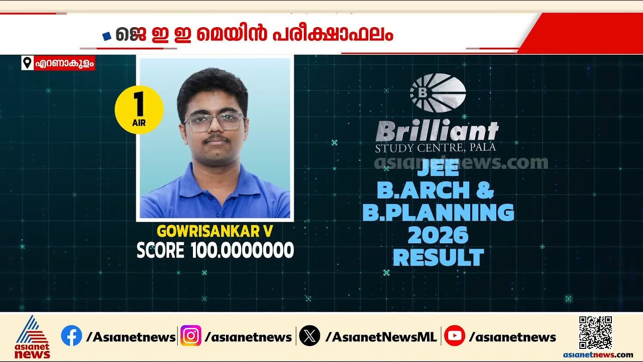 JEE മെയിൻ പരീക്ഷാ ഫലം: ഉന്നത വിജയം സ്വന്തമാക്കി പാലാ ബ്രില്ല്യന്റ് സ്റ്റഡി സെന്ററിലെ വിദ്യാർഥികൾ