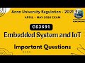 CS3691 Embedded system and IoT important questions in tamil||IOT||Anna University regulation- 2021.