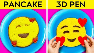 CRAZY 3D PEN VS PANCAKE ART CHALLENGE || Funny School Situation And DIY Ideas by 123 GO! Genius