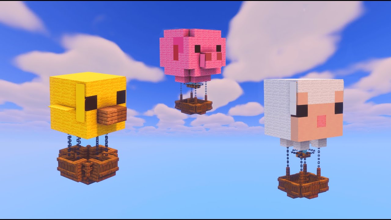 I Turned MOBS into HOT AIR BALLOONS in Minecraft | How To Build Hot Air Balloon