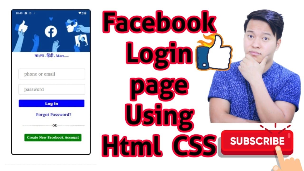 Facebook Login Page Design Using Html And Css Youtube Facebook Login Page Design Using Html And Css Youtube