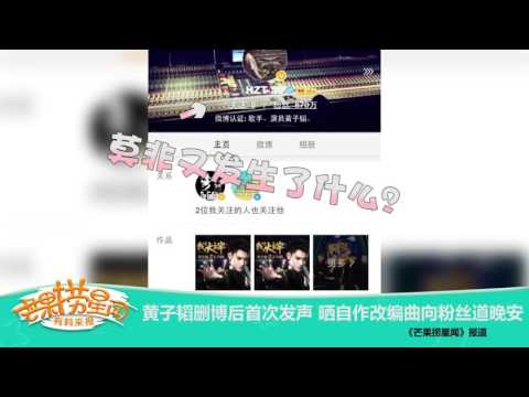 《芒果捞星闻》 Mango Star News:黄子韬删博后首次发声 【芒果TV官方版】