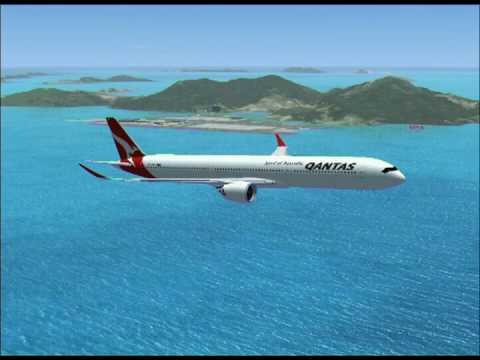 Qantas airbus a350 takeoff and landing at hongkong - YouTube