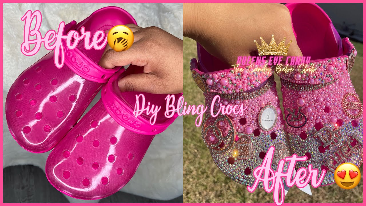 DIY CUSTOM GLAM CROCS- HOW TO BLING YOUR CROCS WITH KAWAII CHARMS & JIBBITZ  , RHINESTONES & PEARLS 