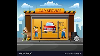cartoon car repair garage with repairman vector
