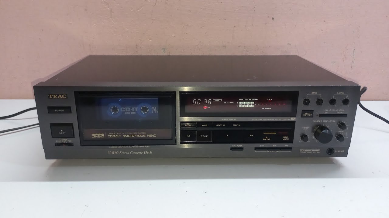 TEAC V-870 3Head Stereo Cassette Deck Recording Demo - YouTube
