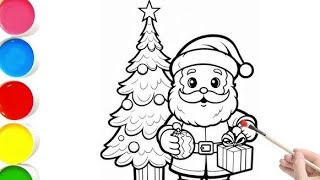 Christmas Sanat Drawing For Kids, Easy Study For Kids