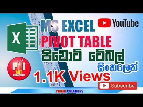 How to create  pivot table -(MS-Excel Sinhala Tutorial ) පිවට් ටේබල් විනාඩි තුනෙන් ඉගෙන ගන්න.