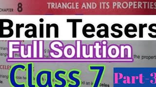 |DAV Class 7 Maths Ch-8 Brain Teasers Full Solution|Triangle And Its Properties|Study With Deep|