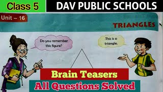 DAV class 5 maths unit 16 triangles brain 🧠 teasers