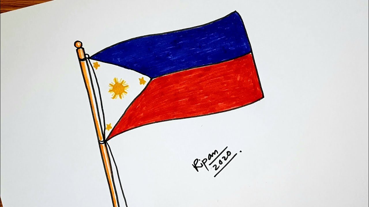 How To Draw The National Flag Of Philippines Philippines Flag Drawing Tutorial Youtube
