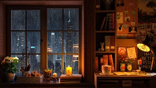 Work and Study at Cozy Little Corner 📚 Night Rain City Viewspace with Smooth Jazz - Pomodoro 50/10 by Jazz Cafe Vibes 1,013 views 4 months ago 3 hours, 29 minutes