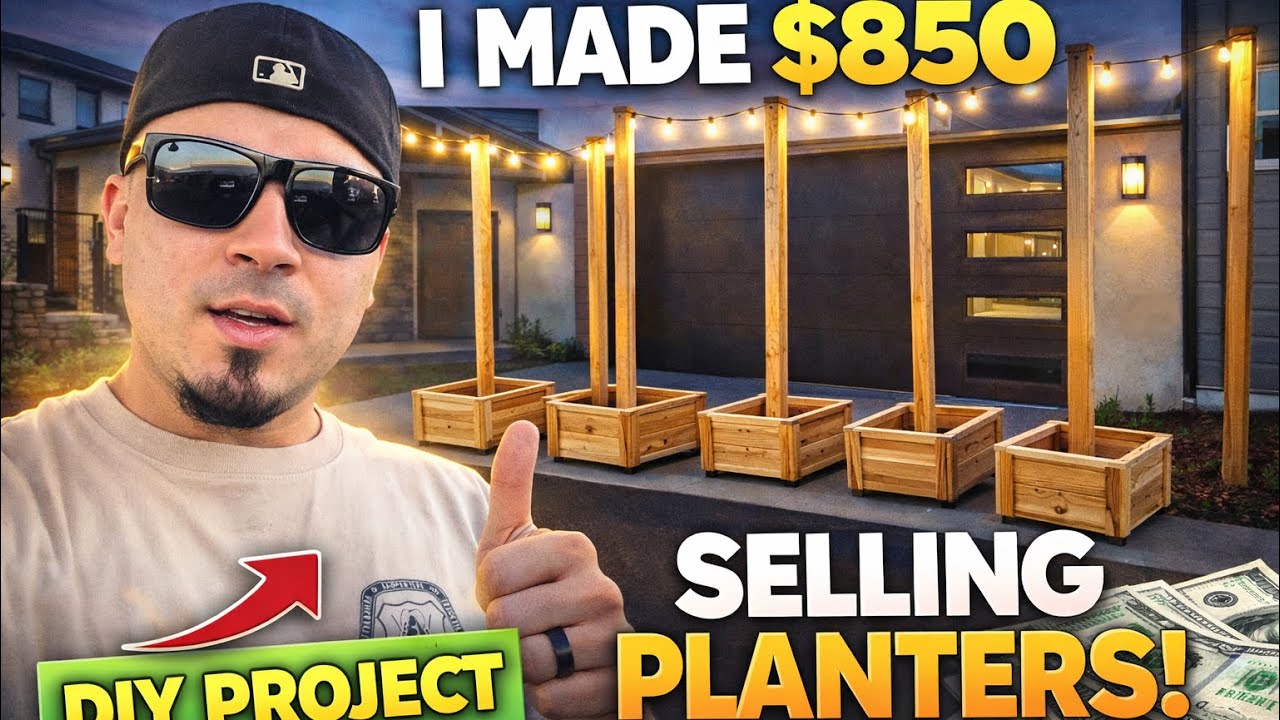 Я сделал и продал 6 самодельных кедровых кашпо с гирляндами из светодиодных лампочек | Дополнител...