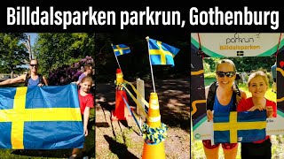 Running Billdalsparken parkrun, Gothenburg, Sweden. Swedish National Day Extra parkrun.