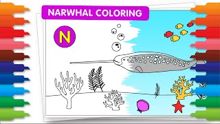 Animals ABC Coloring Fun: Narwhal Comes Alive | Letter N