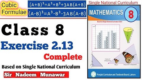 Class 8 Exercise 2.13 SNC PCTB Maths Ex 2.13 Cubic Formula in Urdu Hindi Sir Nadeem Munawar