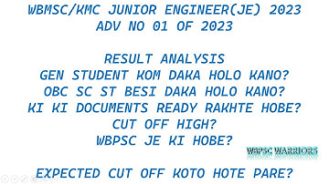WBMSC Sub Assistant Engineer(SAE) Result Analysis | KMC JE Civil Engineering | High Cut Off Analysis