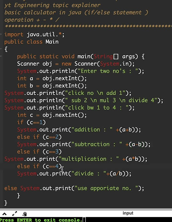 basic calculator in java .(if else statement ) - YouTube