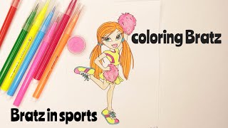 Bratz colouring page, Bratz in sports, colouring, beautiful Bratz, girls colouring book