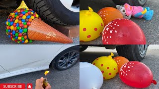 Experiment Car vs M\&M ICECREAM vs Watermelon vs Jelly | Crushing Crunchy \& Soft Things by Car