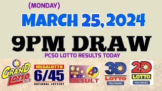 Lotto Result Today 9pm draw March 25, 2024 6\/55 6\/45 4D Swertres Ez2 PCSO#lotto